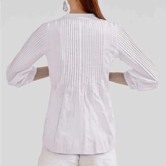 Gretchen Scott Designs Crisp White Pintuck Blouse